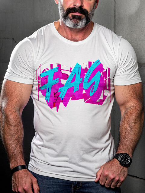 FAG Muscle Tank Top Black Gay Pride LGBTQ Gay Rainbow Print T-shirt