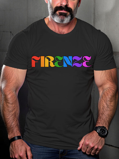 FIRENZE LGBTQ Gay Rainbow Print T-shirt