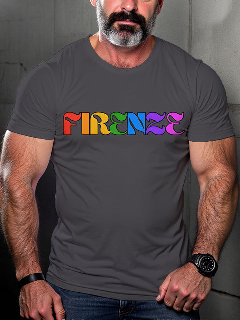 FIRENZE LGBTQ Gay Rainbow Print T-shirt