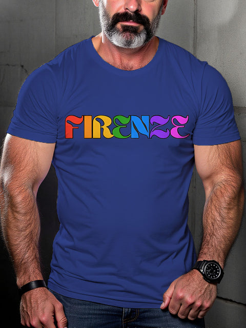 FIRENZE LGBTQ Gay Rainbow Print T-shirt