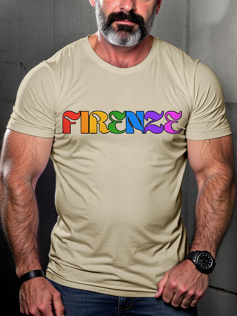 FIRENZE LGBTQ Gay Rainbow Print T-shirt