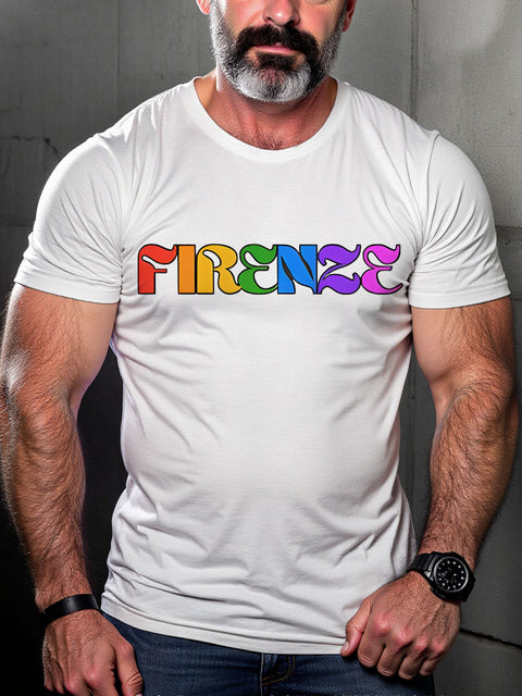FIRENZE LGBTQ Gay Rainbow Print T-shirt