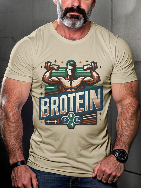 Brotein Fitness LGBTQ Gay Rainbow Print T-shirt