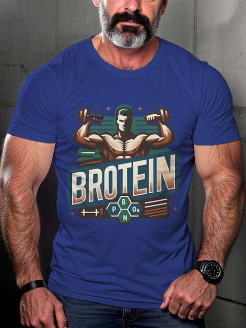 Brotein Fitness LGBTQ Gay Rainbow Print T-shirt