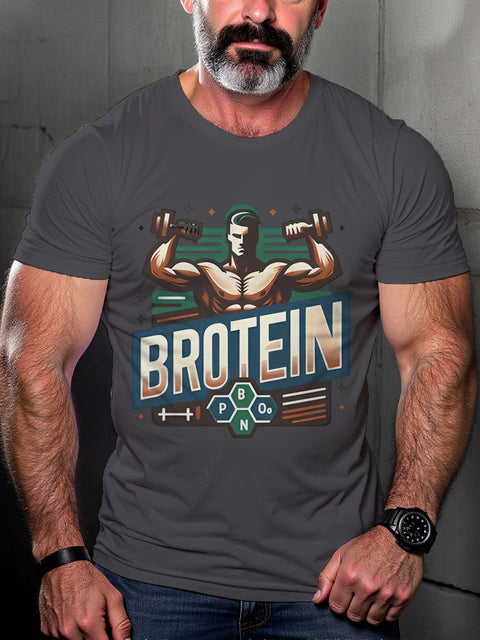 Brotein Fitness LGBTQ Gay Rainbow Print T-shirt