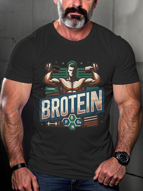 Brotein Fitness LGBTQ Gay Rainbow Print T-shirt