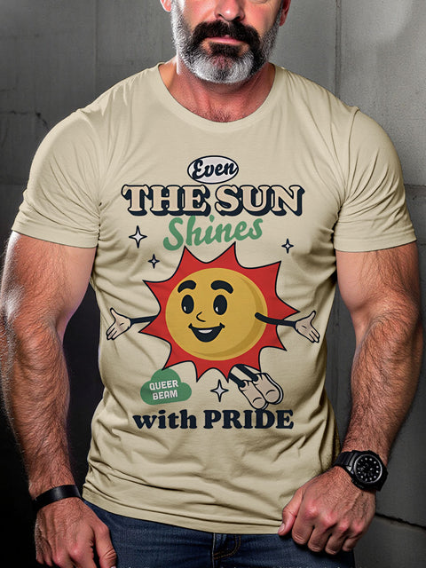 Pride month Even the sun shines with pride LGBTQ Gay Rainbow Print T-shirt