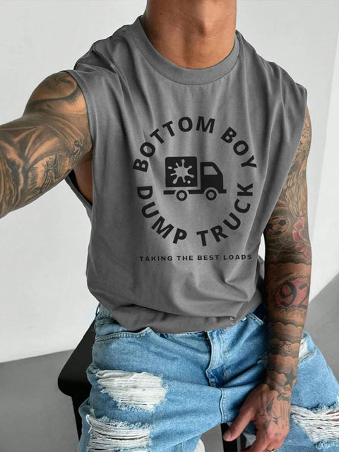 Bottom Boy Dump Truck Funny Rainbow LGBTQ Gay Print Men's  Wide Shoulder Vest