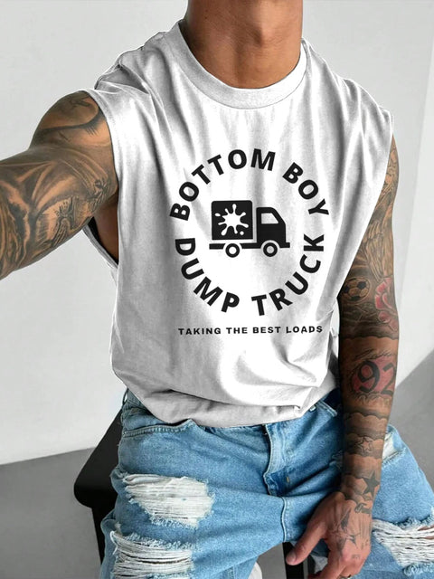 Bottom Boy Dump Truck Funny Rainbow LGBTQ Gay Print Men's  Wide Shoulder Vest