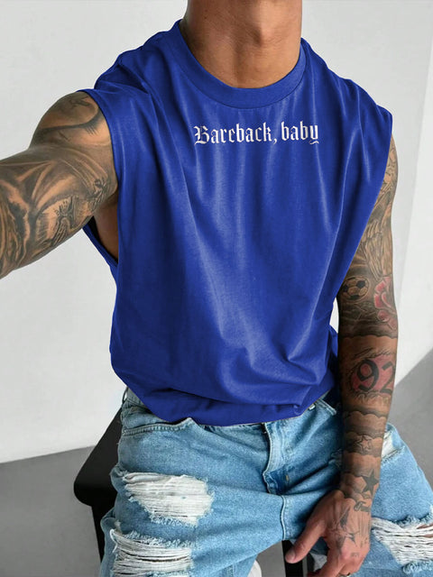 Bareback Baby Rainbow LGBTQ Gay Print Men's  Wide Shoulder Vest