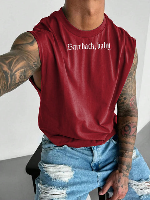 Bareback Baby Rainbow LGBTQ Gay Print Men's  Wide Shoulder Vest