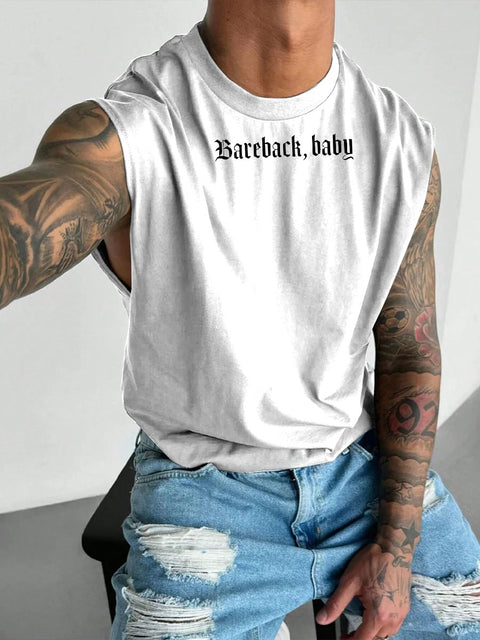 Bareback Baby Rainbow LGBTQ Gay Print Men's  Wide Shoulder Vest