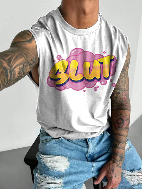 SLUT Rainbow LGBTQ Gay Men's  Wide Shoulder Vest
