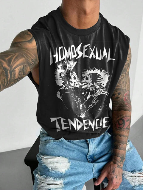 Homosexual Tendencies Rainbow LGBTQ Gay Men's  Wide Shoulder Vest