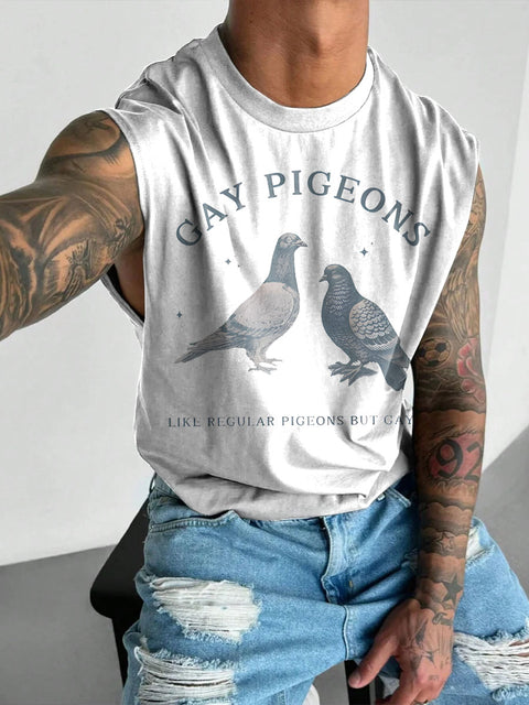 GAY PIGEONS Rainbow LGBTQ Gay Men's  Wide Shoulder Vest