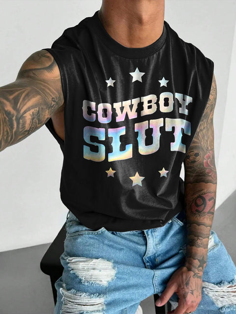 Cowboy Slut Rainbow LGBTQ Gay Men's  Wide Shoulder Vest