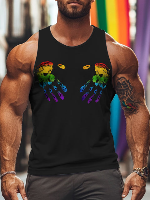 Rainbow Palm print LGBTQ Gay Men's Tank Top