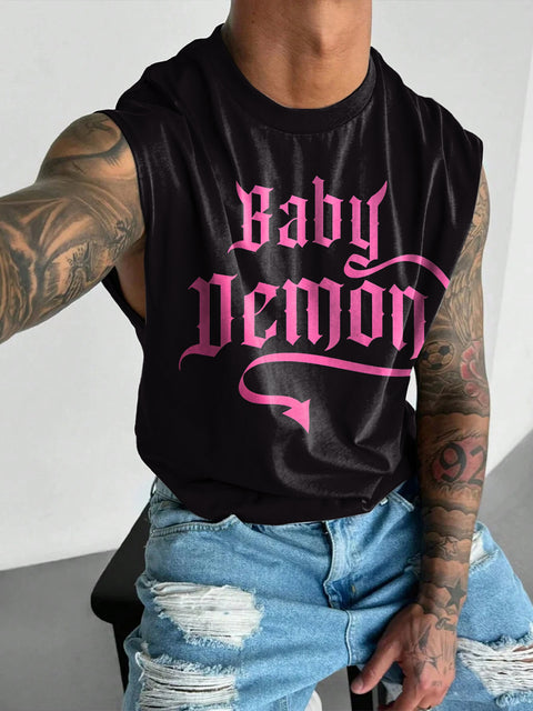 Baby Demon Rainbow LGBTQ Gay Print Men's  Wide Shoulder Vest