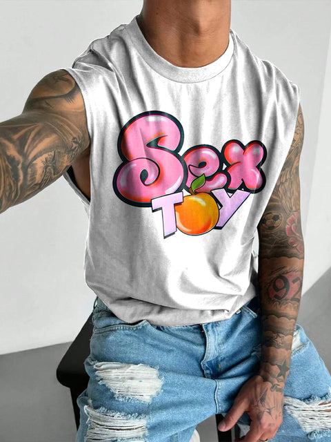 Sex Toy Rainbow LGBTQ Gay Print Men's  Wide Shoulder Vest