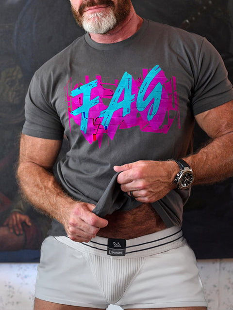 FAG Muscle Tank Top Black Gay Pride Rainbow LGBTQ Print T-shirt