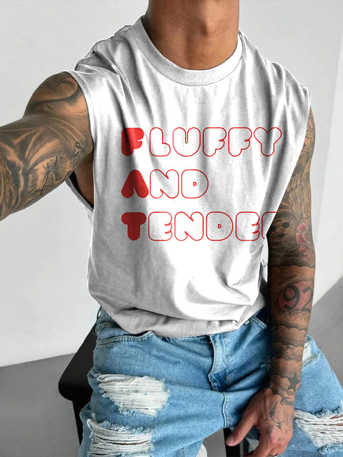 Fluffy And Tender LGBTQ Gay Rainbow Print Men's Wide Shoulder Vest