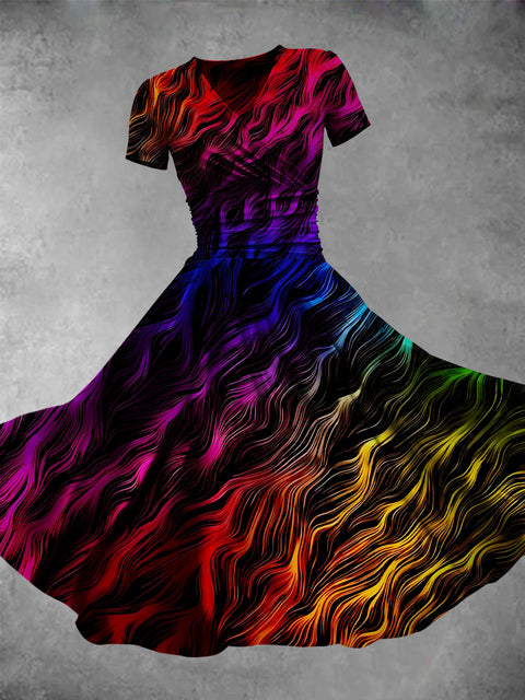 LGBTQ Rainbow Wave Print Women's Maxi Dress