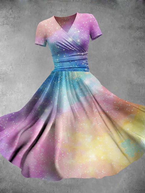 LGBTQ Rainbow Gradient starry sky Print Women's Maxi Dress