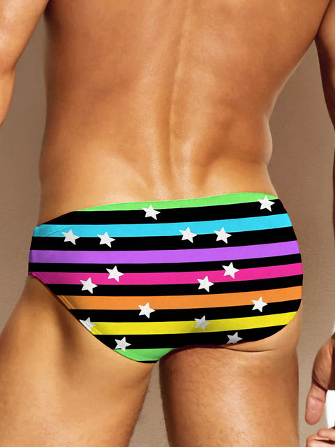 Rainbow stripes Star Men's LGBTQ Gay Print Underwear