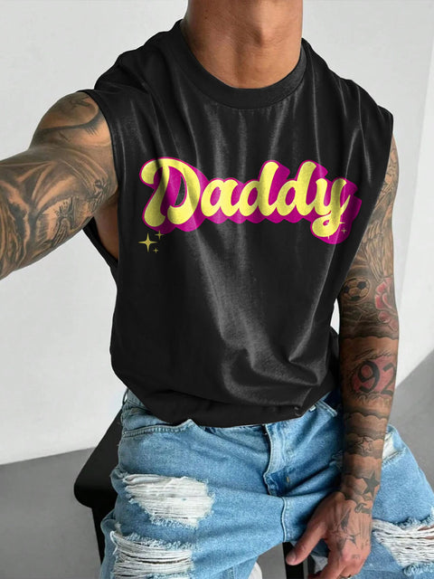 DADDY Star Men's LGBTQ Gay Rainbow Print Wide Shoulder Vest