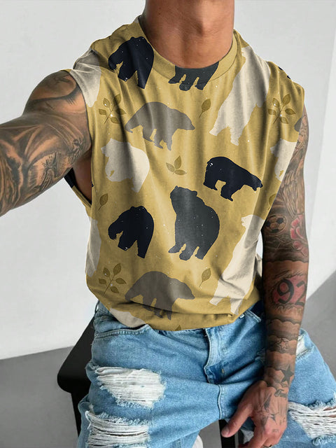 Bear Rainbow Men's LGBTQ Gay Print Wide Shoulder Vest