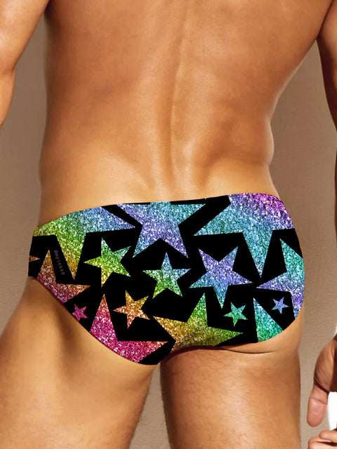 Rainbow Shiny Gradient star LGBTQ Gay Men's Underwear