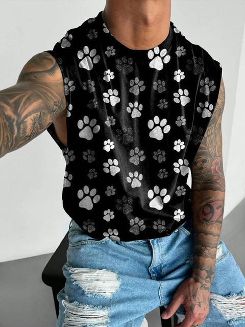 Dog paw LGBTQ Gay Rainbow Men's  Wide Shoulder Vest
