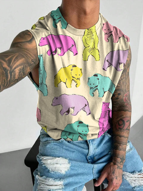Rainbow bear LGBTQ Gay Men's Wide Shoulder Vest