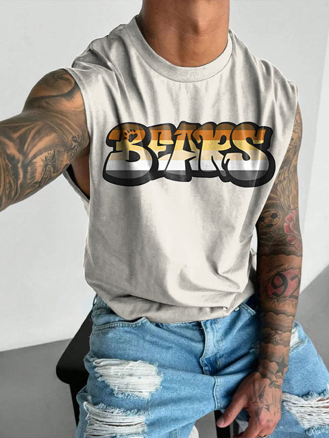 Bear Flag color Bears LGBTQ Gay Rainbow Men's  Wide Shoulder Vest