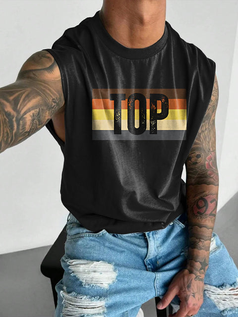 TOP Bear Flag color LGBTQ Gay Rainbow Men's  Wide Shoulder Vest