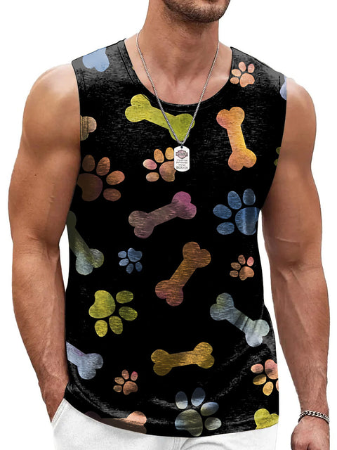 Rainbow Bone Dog paw LGBTQ Gay Men's Tank Top