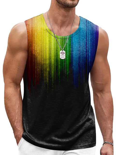 Rainbow Striped gradient LGBTQ Gay Men's Tank Top
