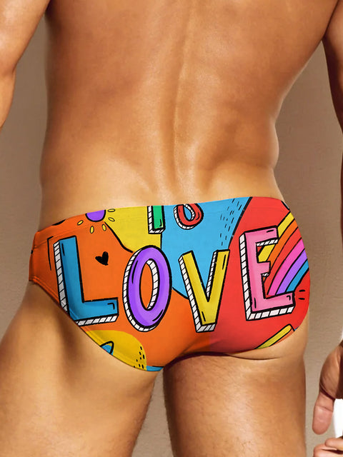 Men's Rainbow Graffiti Love Gay LGBTQ Print Underwear