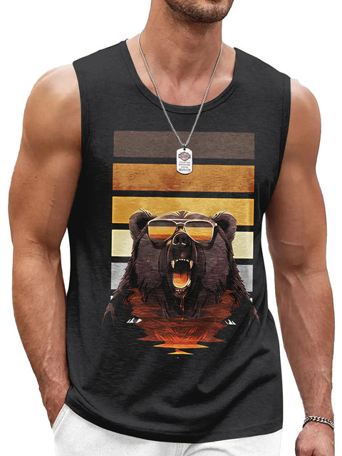 Bear flag Colour bear roars Men's Rainbow LGBTQ Gay Print Tank Top