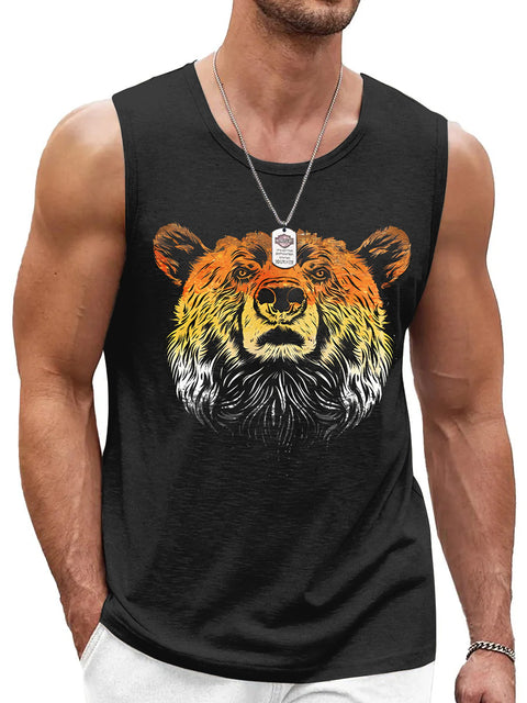 Bear flag Colour bear Men's Rainbow LGBTQ Gay Print Tank Top