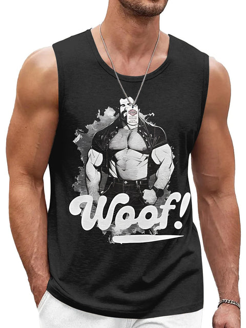 WOOF Muscle Men's Rainbow LGBTQ Gay Print Tank Top