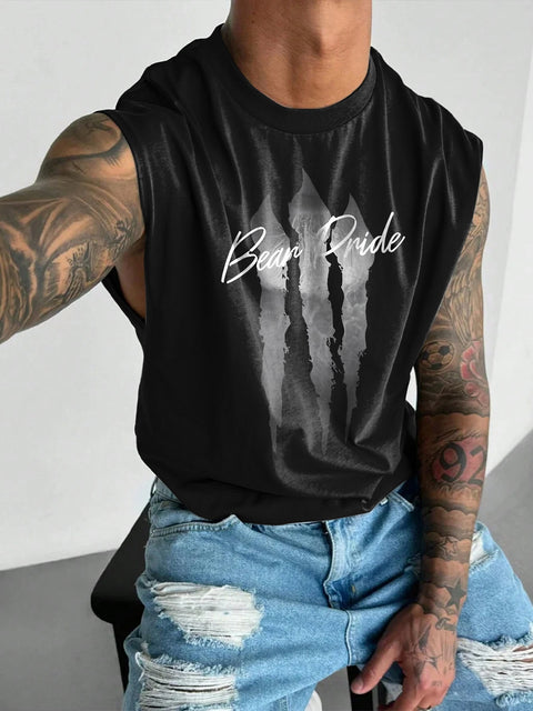 Bear Pride Bear paw marks Men's Rainbow LGBTQ Gay Print Wide Shoulder Vest