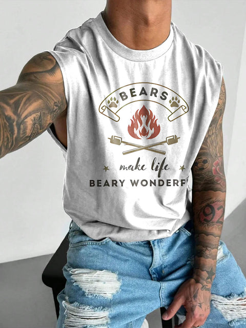 BEARS Men's Rainbow LGBTQ Gay Print Wide Shoulder Vest