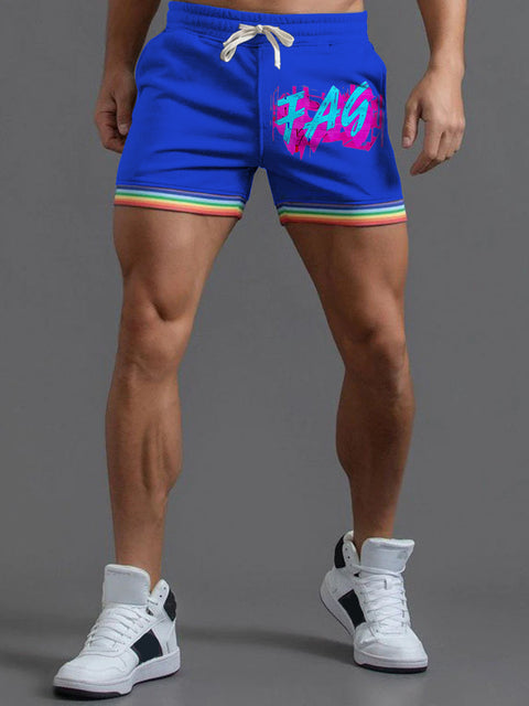 FAG Muscle Tank Top Black Gay Pride Rainbow LGBTQ Print Men's Beach Shorts