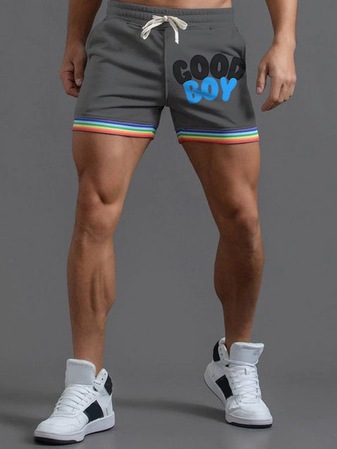 GOOD BOY LGBTQ Gay Rainbow Print Men's Beach Shorts
