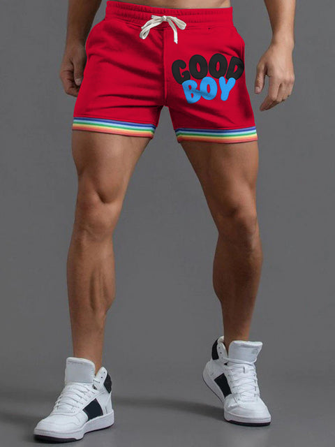 GOOD BOY LGBTQ Gay Rainbow Print Men's Beach Shorts