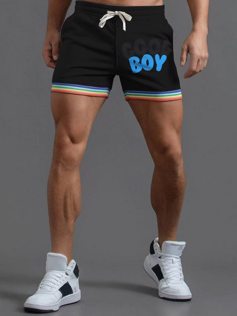 GOOD BOY LGBTQ Gay Rainbow Print Men's Beach Shorts