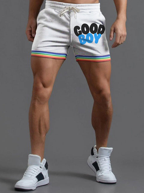 GOOD BOY LGBTQ Gay Rainbow Print Men's Beach Shorts