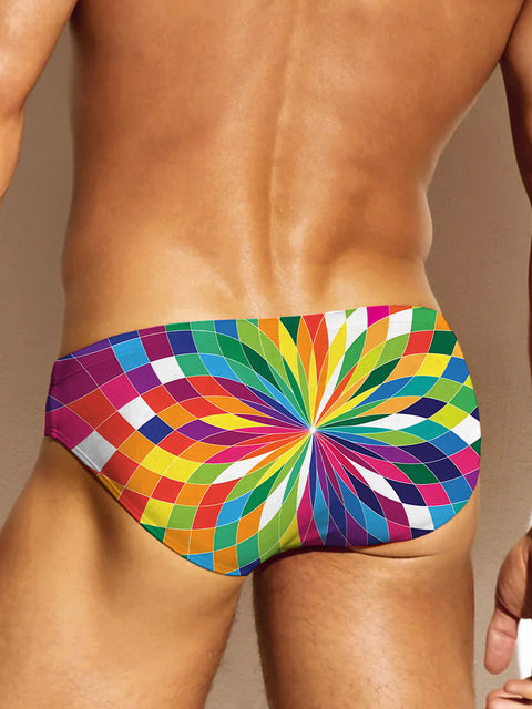 Men's Rainbow Rhombic abstract flower LGBTQ Gay Print Underwear