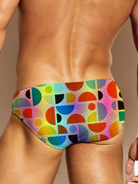 Men's Rainbow Shiny Geometry Semi-circle LGBTQ Gay Print Underwear